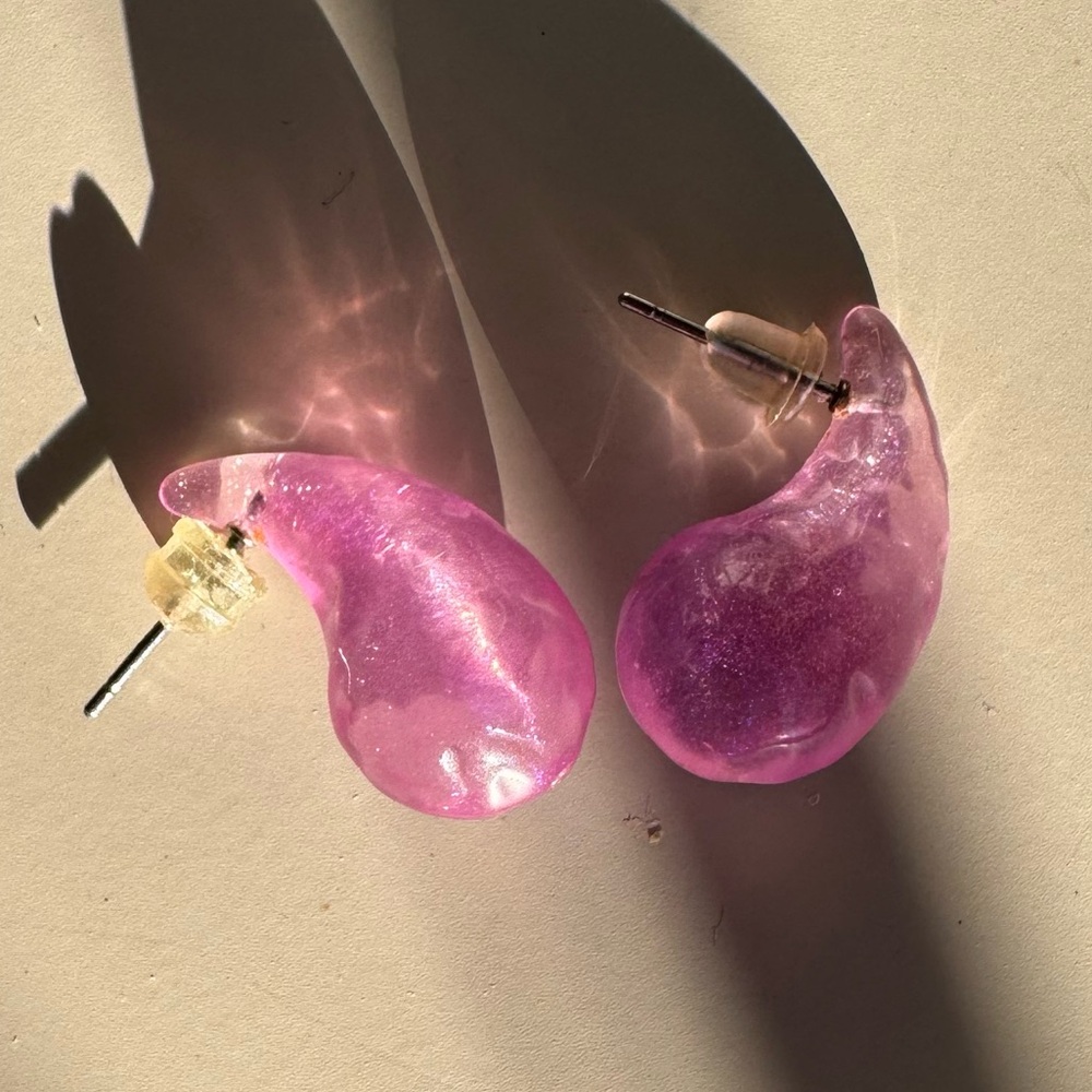 Hot Pink Teardrop Earrings